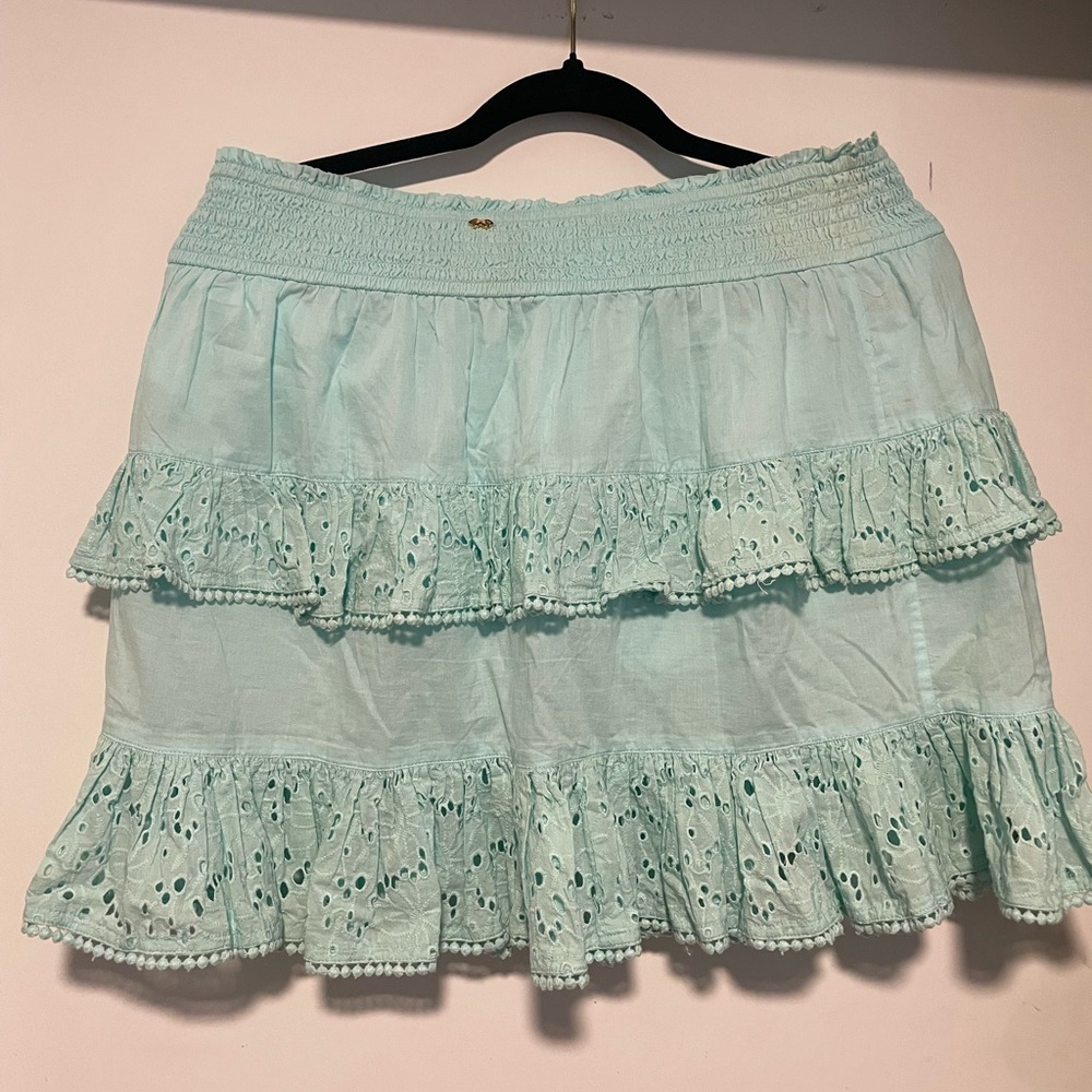 PQ Swim Aqua Eyelet Mini Skirt